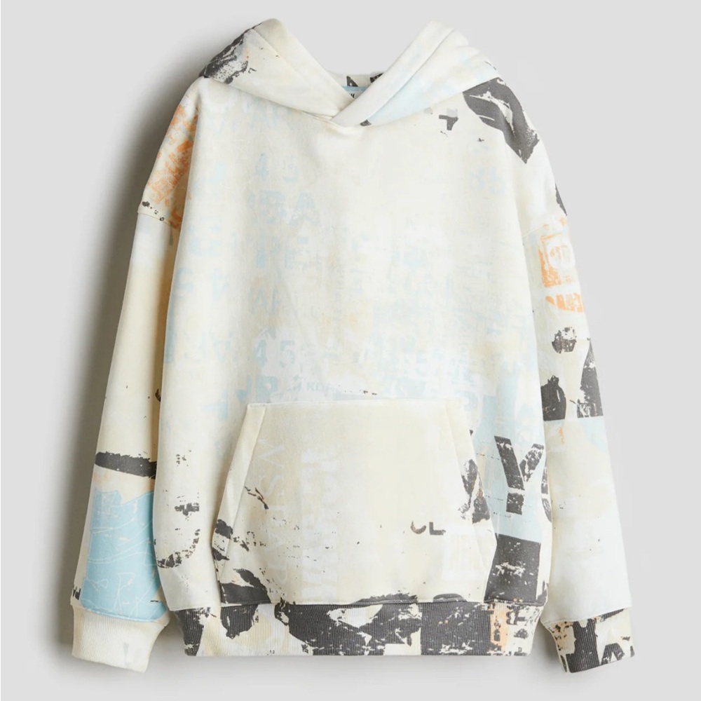 H&M White Patterned Sweatshirt/Hoodie (NWT)